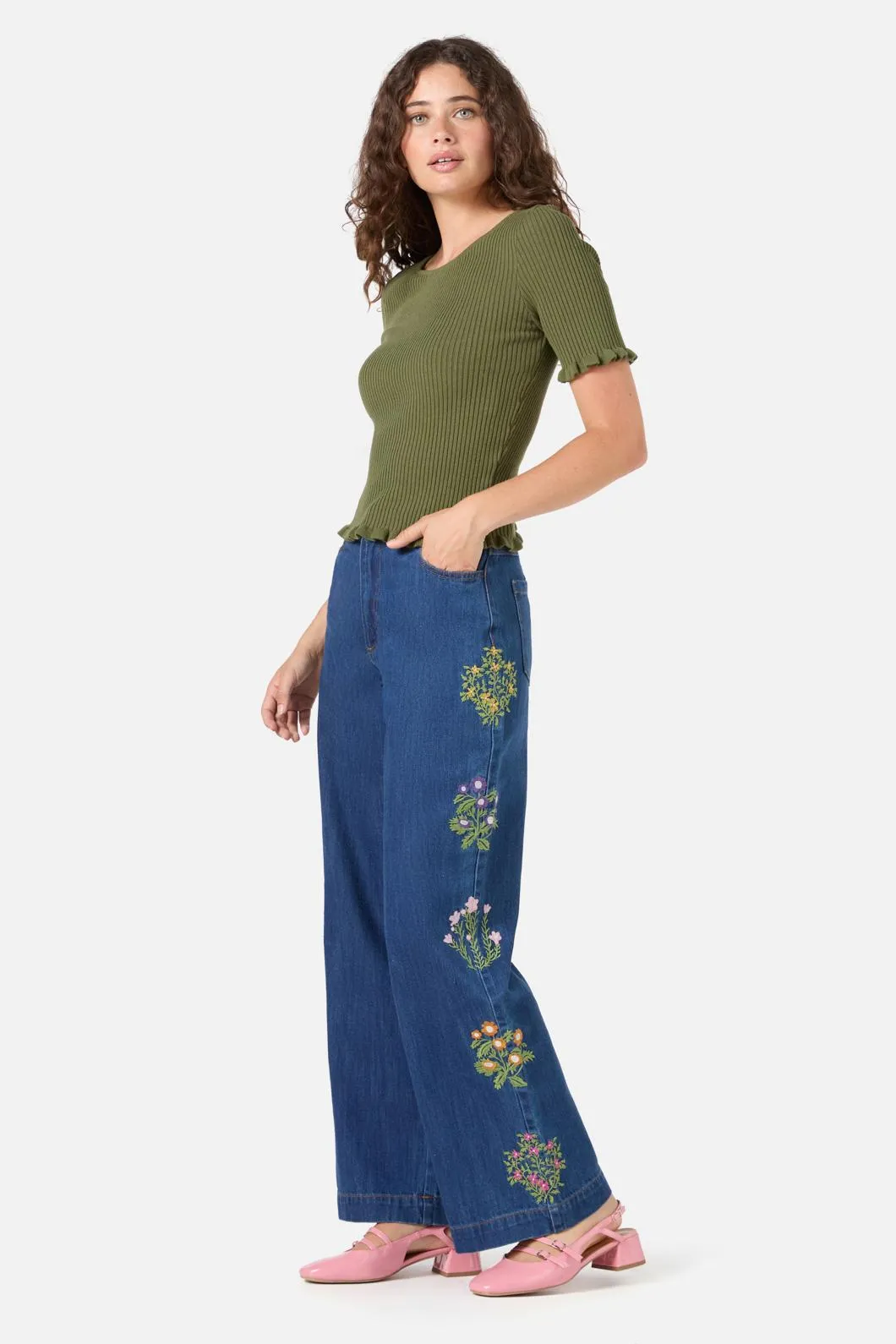 Maya Ruffle Rib Knit Top