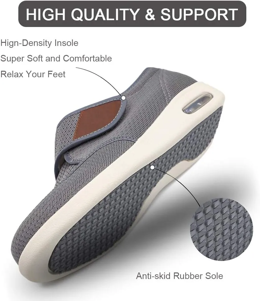 MEJORMEN Men's Edema Diabetic Shoes Adjustable Wide Width Outdoor Walking Sneakers Orthopedic Lightweight Comfy Casual Slippers for Elderly Swollen Feet Arthritis Recovery