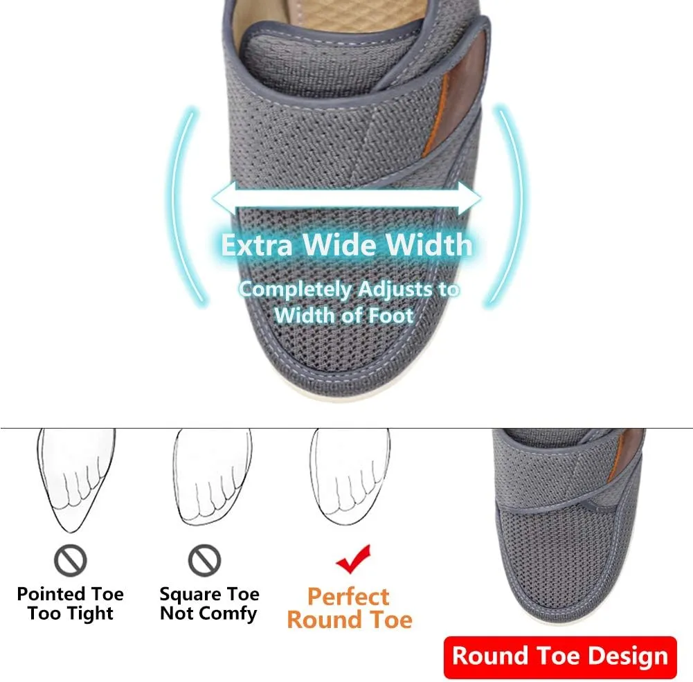 MEJORMEN Men's Edema Diabetic Shoes Adjustable Wide Width Outdoor Walking Sneakers Orthopedic Lightweight Comfy Casual Slippers for Elderly Swollen Feet Arthritis Recovery