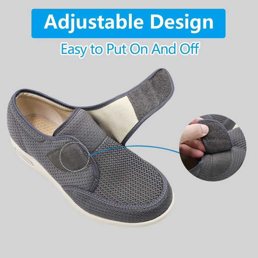 MEJORMEN Men's Edema Diabetic Shoes Adjustable Wide Width Outdoor Walking Sneakers Orthopedic Lightweight Comfy Casual Slippers for Elderly Swollen Feet Arthritis Recovery