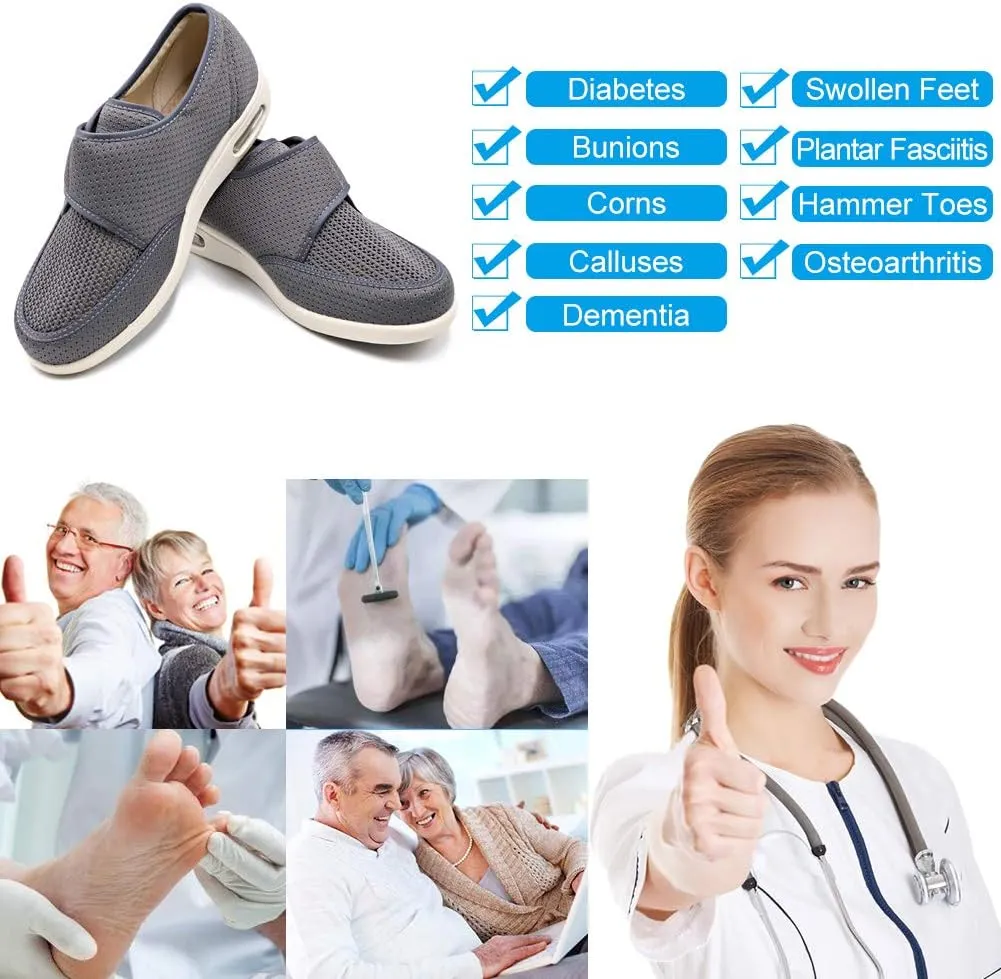 MEJORMEN Men's Edema Diabetic Shoes Adjustable Wide Width Outdoor Walking Sneakers Orthopedic Lightweight Comfy Casual Slippers for Elderly Swollen Feet Arthritis Recovery