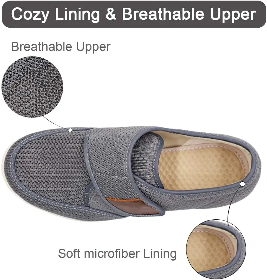 MEJORMEN Men's Edema Diabetic Shoes Adjustable Wide Width Outdoor Walking Sneakers Orthopedic Lightweight Comfy Casual Slippers for Elderly Swollen Feet Arthritis Recovery