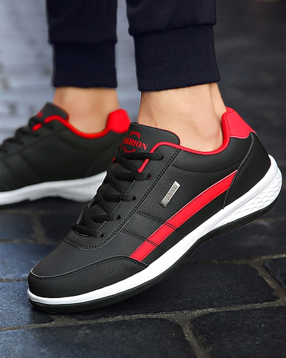 Men's All Seasons Solid Lace Up Jogging Shoes for Outdoor Park Walking Gym Workout, Non Slip Comfy Sneakers