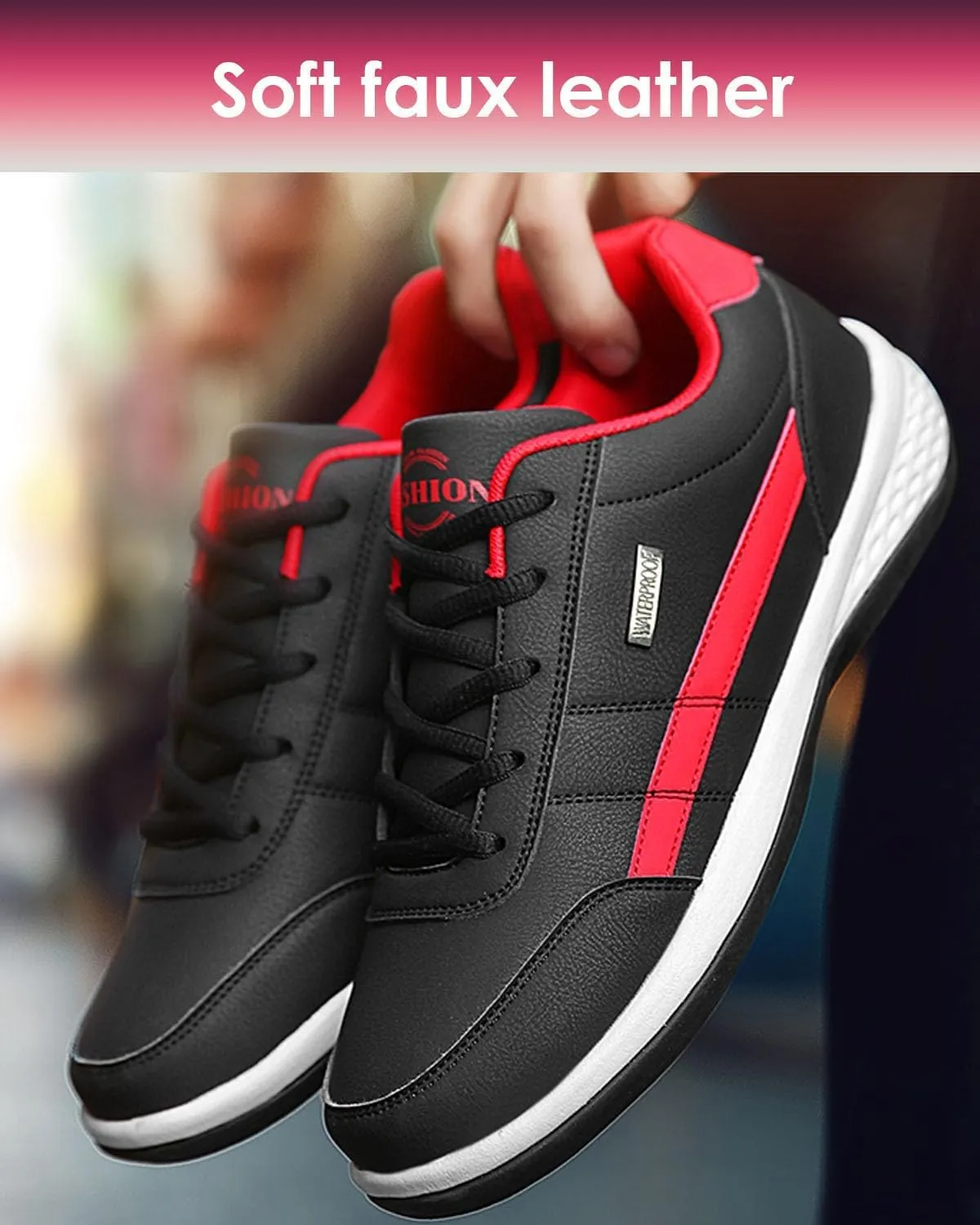 Men's All Seasons Solid Lace Up Jogging Shoes for Outdoor Park Walking Gym Workout, Non Slip Comfy Sneakers