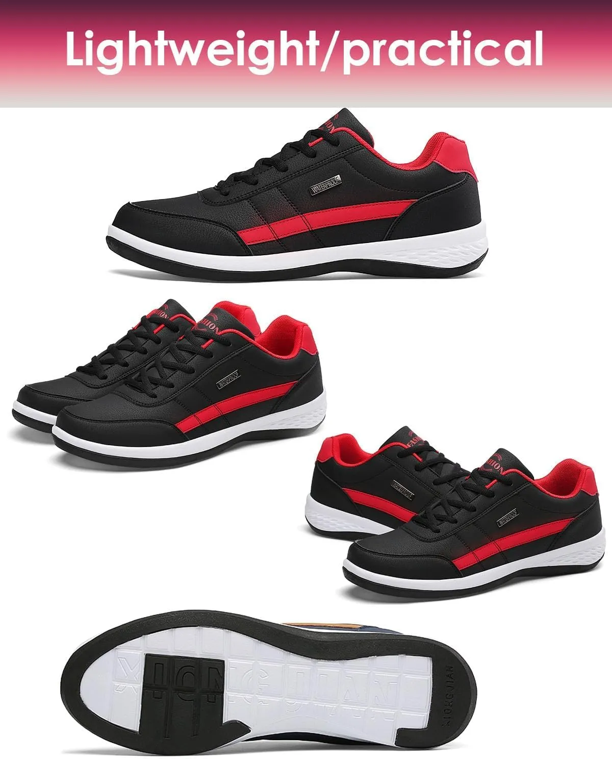 Men's All Seasons Solid Lace Up Jogging Shoes for Outdoor Park Walking Gym Workout, Non Slip Comfy Sneakers