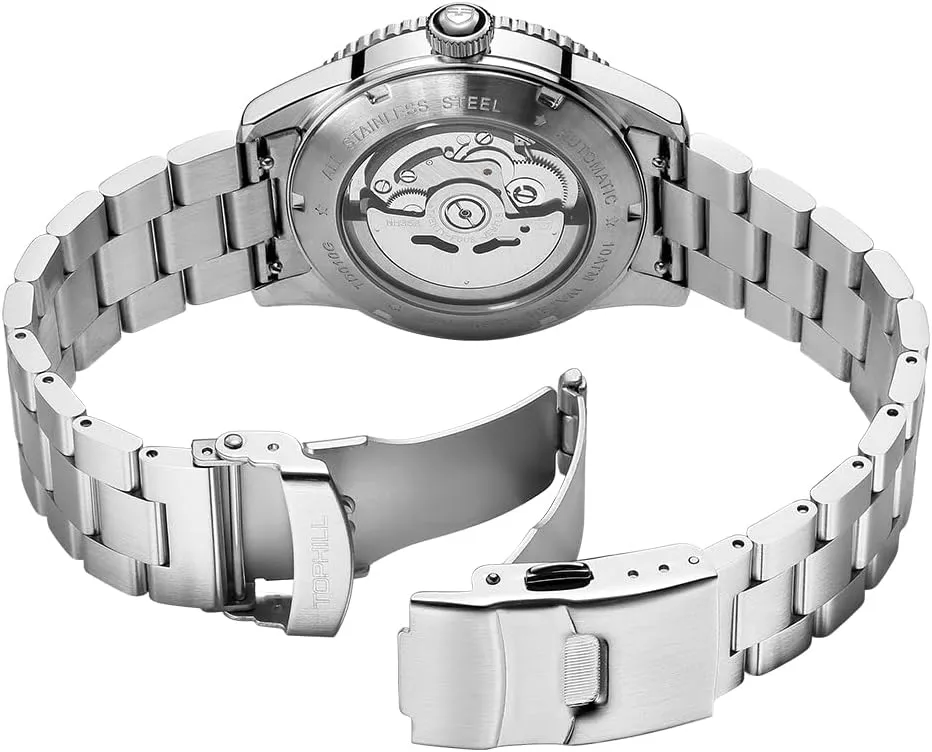Mens Automatic Watch(No Battery Required),316L Stainless Steel,Domed Glass, 10ATM Waterproof Dive Watch, Luminous, Rotating Bezel, Wrist Watch for Work Casual Dress,40mm