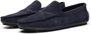 Men's Classic Moccasin Soft Comfort Suede Loafers British Minimalist Flat Driving Slip On Shoes Blue 9 Men US 10.24''Heel to Toe