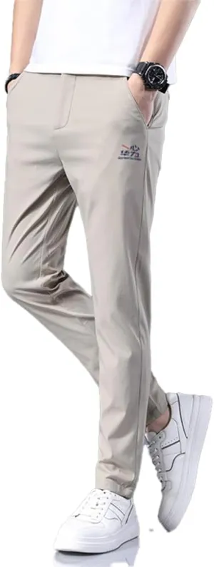 Mens Elastic Waist Pants Breathable Summer Adaptive Pants for Elderly with Zipper and Button (as1, Numeric, Numeric_31, Regular, Regular, Khaki)