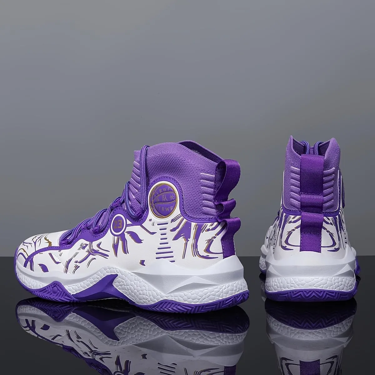 Men's High-Top Basketball Sneakers - Breathable, Non-Slip Rubber Sole with Shock Absorption, Durable & Stylish for Running and Casual Wear