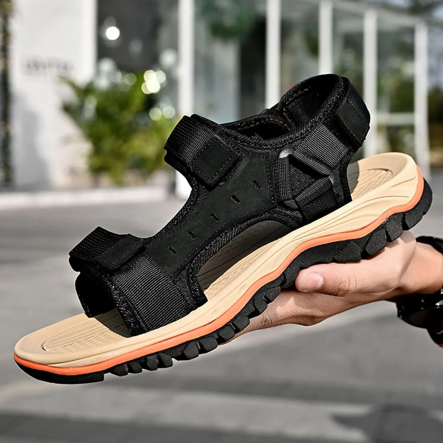 Men's Open Toe Sport Sandals for Summer Casual Walking Beach Outdoor Comfortable Lightweight Hiking Sandal with Arch Support