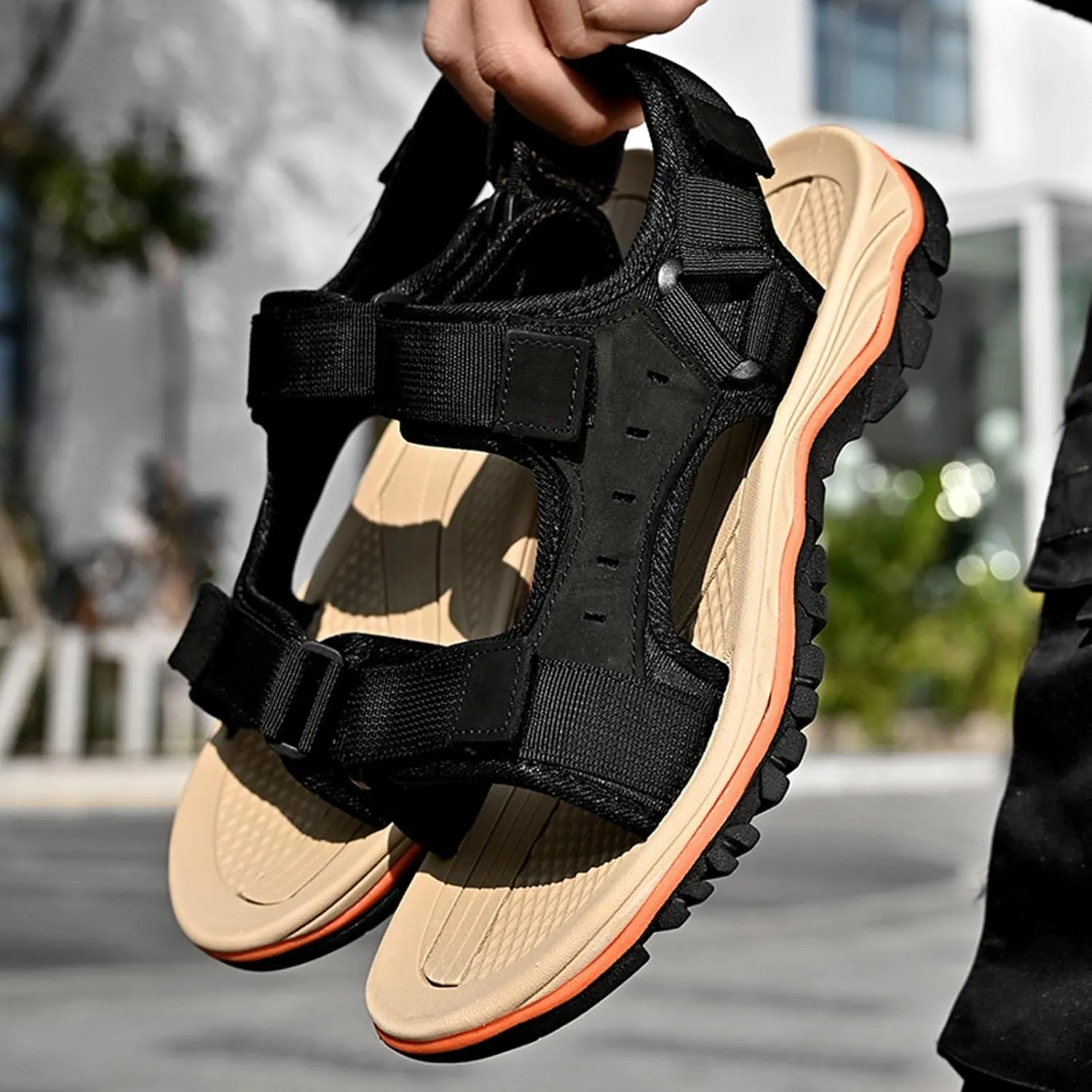 Men's Open Toe Sport Sandals for Summer Casual Walking Beach Outdoor Comfortable Lightweight Hiking Sandal with Arch Support