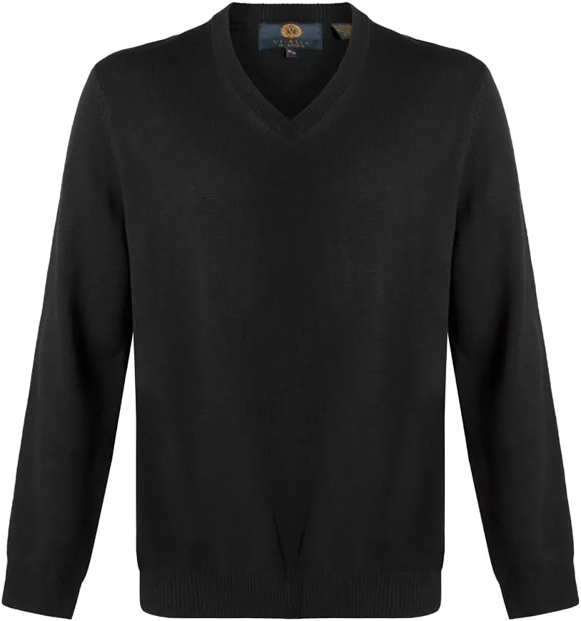 Men's V-Neck Long Sleeve Sweater - Extra Fine Merino Wool