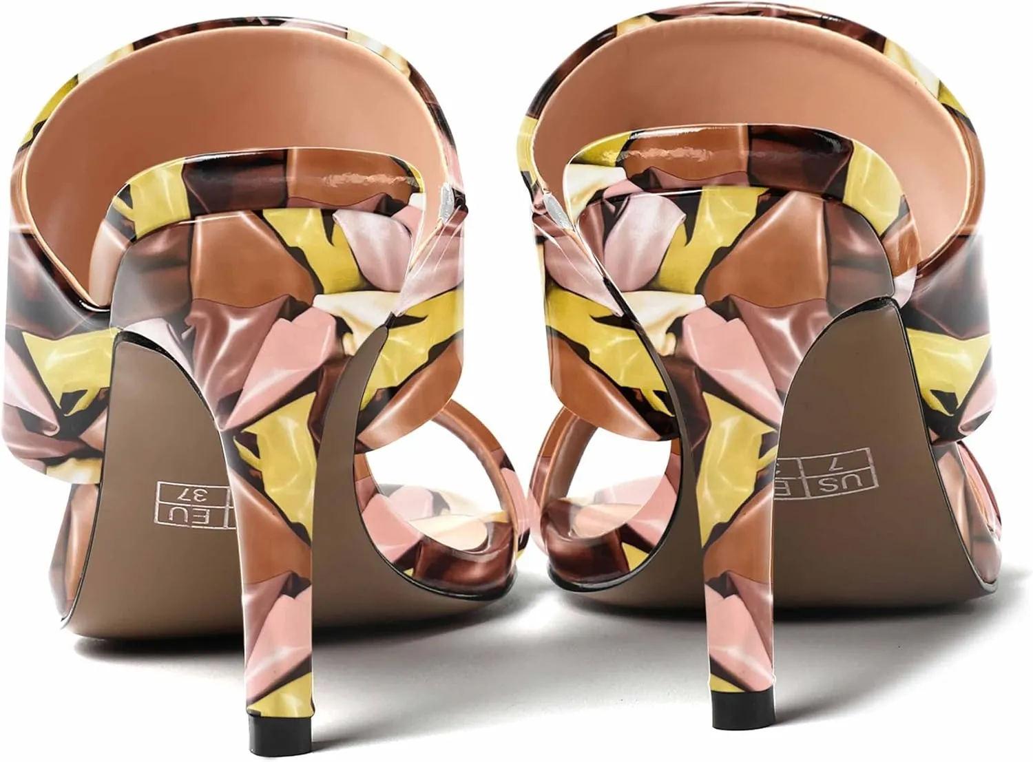 MERRORI Women's Slip On Sexy Party Open Toe Heeled Mule Patent Stiletto High Heel Heeled Sandals 3.3 Inch