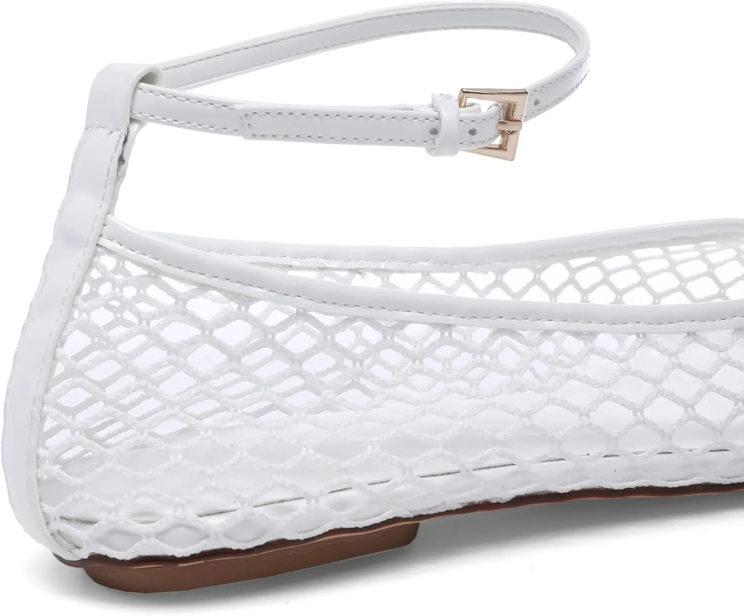 Mesh Ankle Strap Flats for Women Round Toe Ballet Flats Shoes,Casual Mary Jane Flats Comfortable Daily Dress Shoes