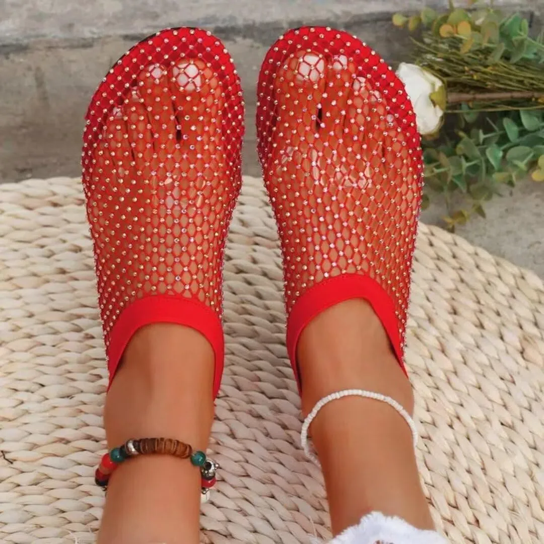 Mesh Ballet Flats Shoes for Women Buckle Strap Mary Jane Flats