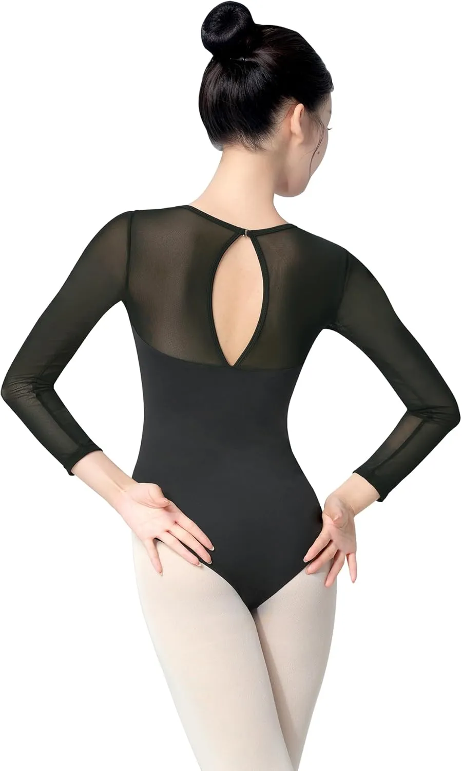 Mesh Long Sleeve Dance Leotard for Women,Teens, Ballet Bodysuits