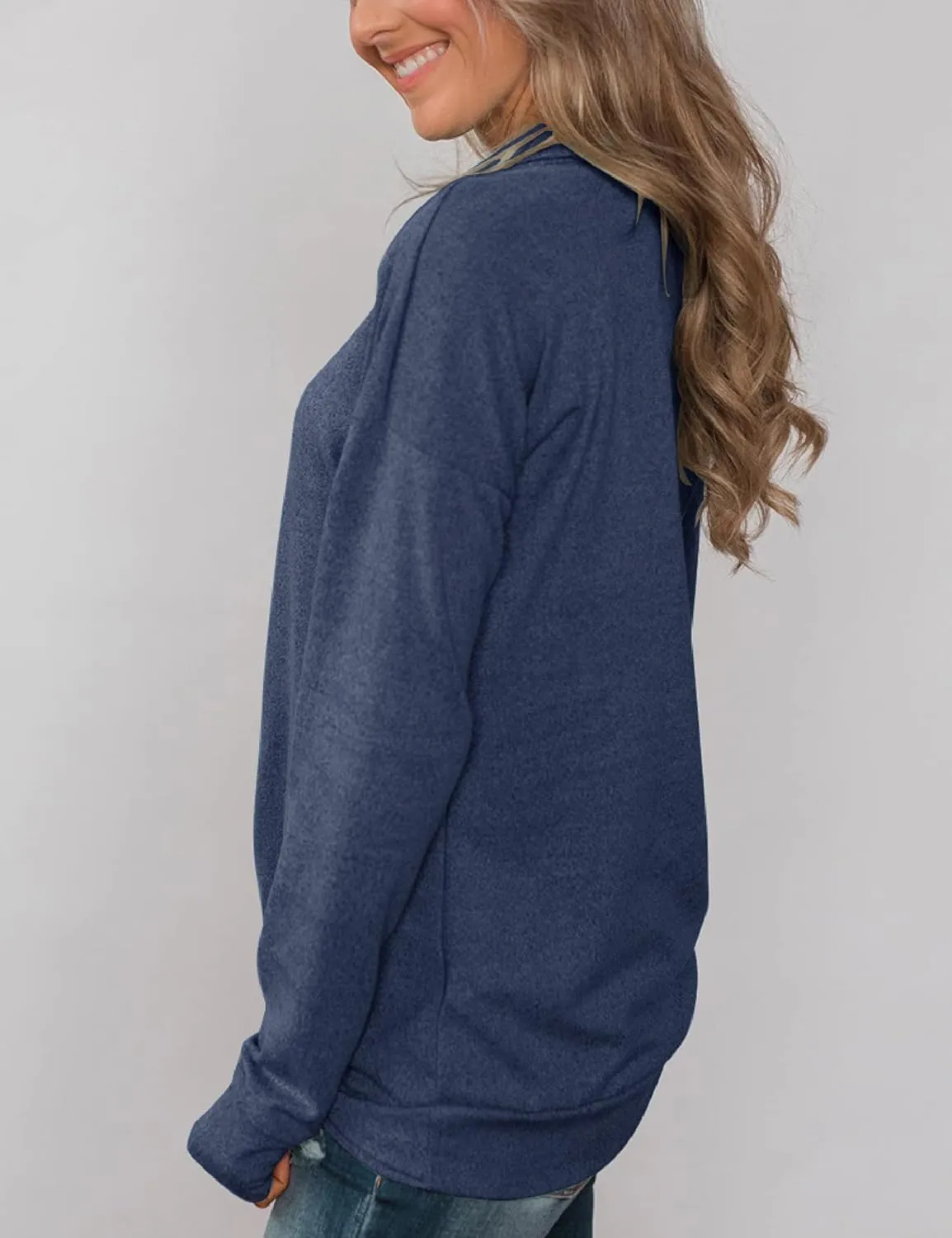 Minthunter Women's Long Sleeve Pullovers Cowl Neck Tunic Shirt Casual Sweatshirt Tops