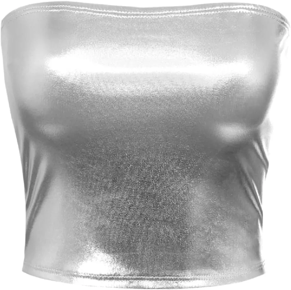 MixMatchy Women's Casual Strapless Print Tube Tops Strapless Sleeveless Bandeau Tops