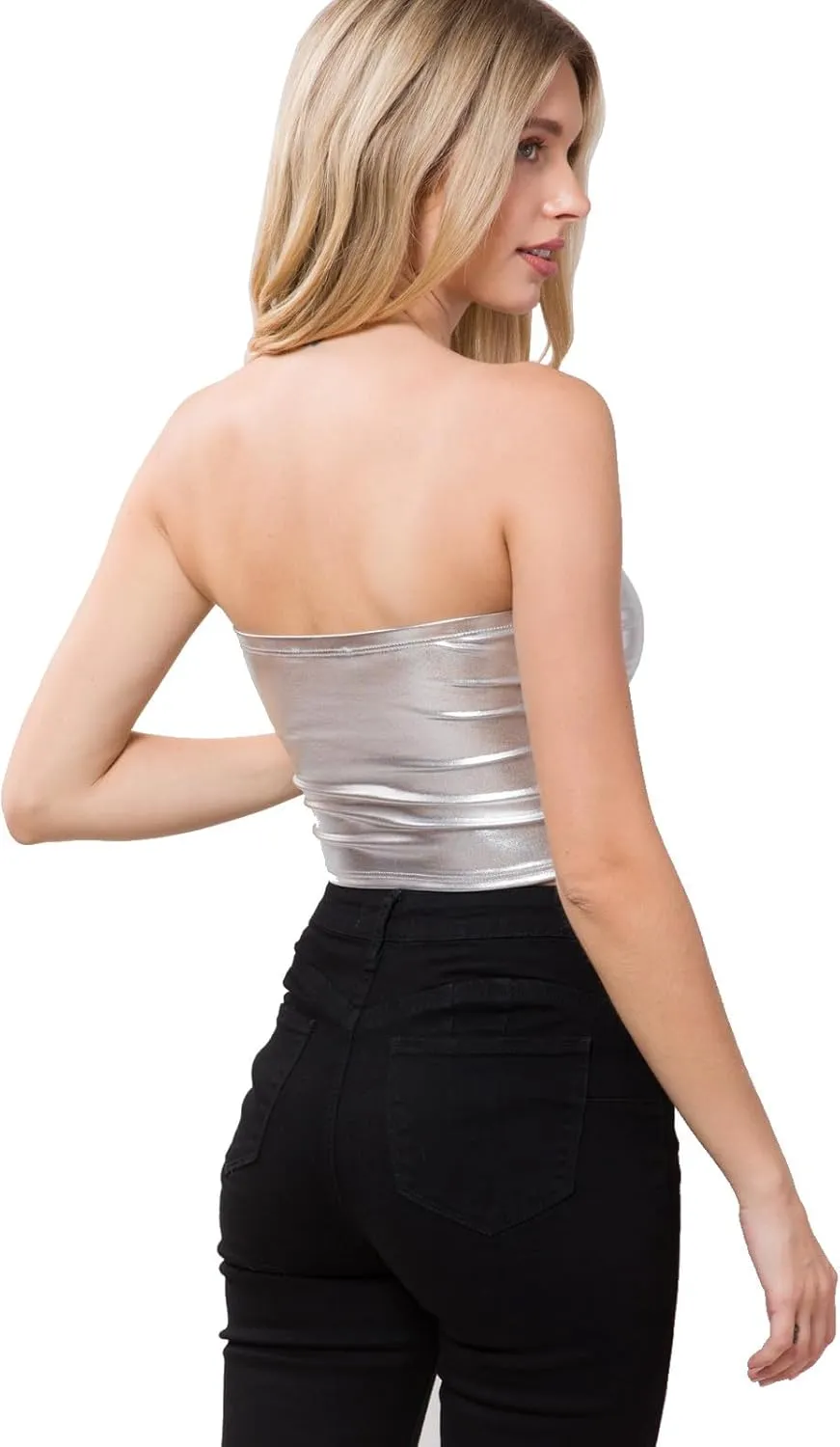 MixMatchy Women's Casual Strapless Print Tube Tops Strapless Sleeveless Bandeau Tops
