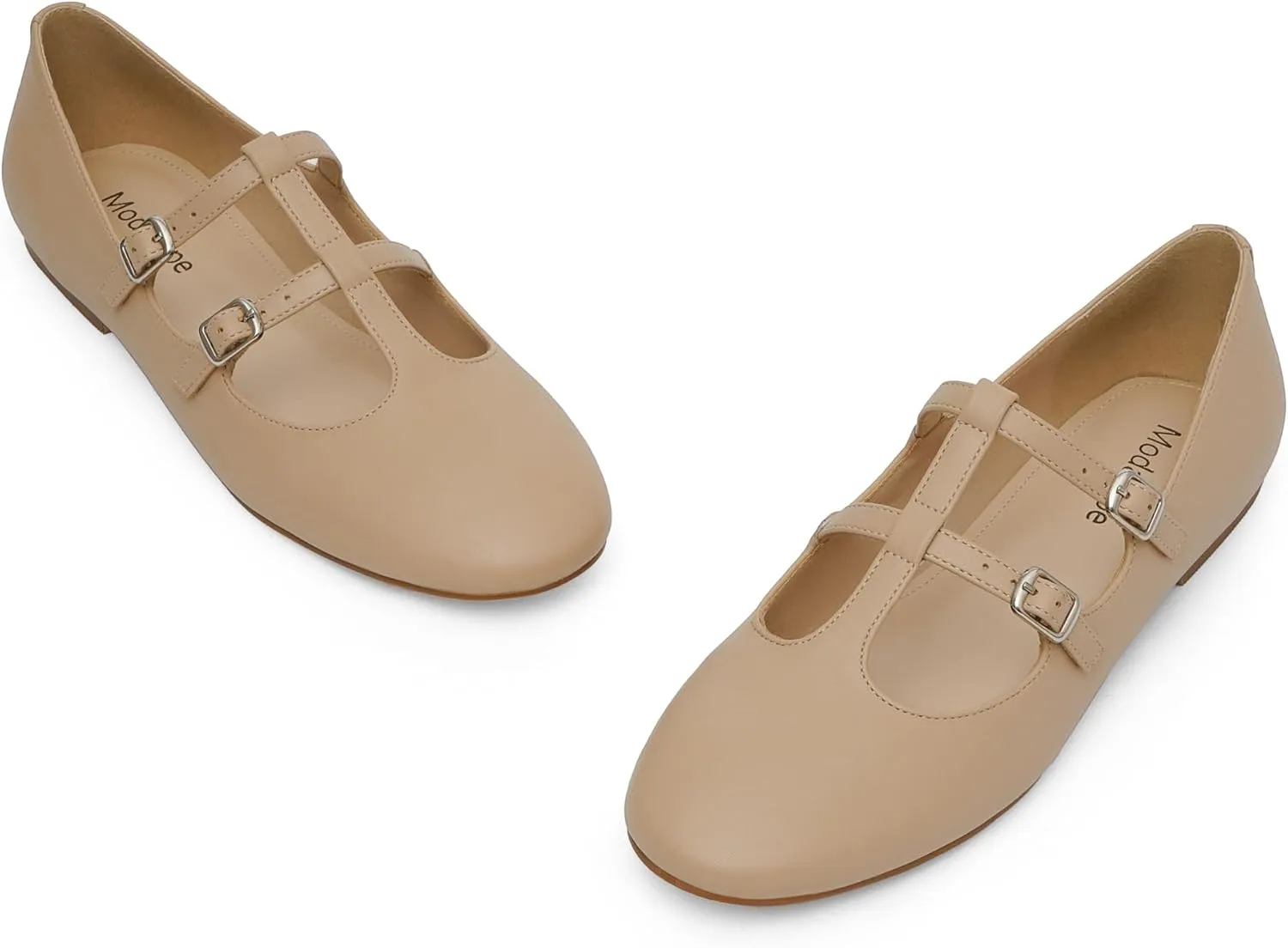 Modatope Mary Jane Flats for Women Ballet Flats Closed Round Toe Two Strap Casual Work Party
