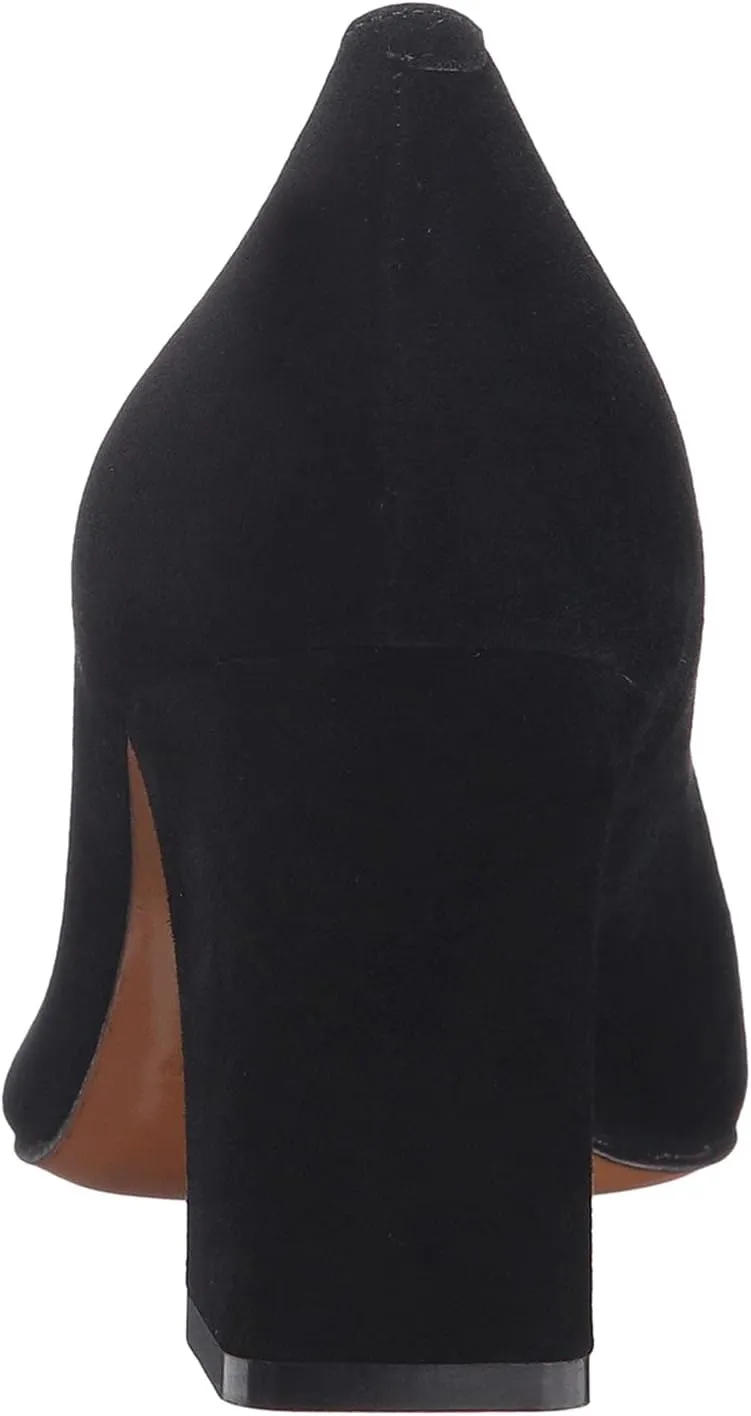 MOOMMO Women Chunky Heel Suede Pumps Pointed Toe Block Heel Dress Shoes Comfortable Slip On 3 Inch High Heels Pointy Closed Toe Work Pumps Office Ladies Classic Wedding Party 4-11 M US