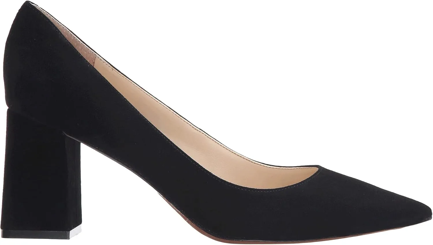 MOOMMO Women Chunky Heel Suede Pumps Pointed Toe Block Heel Dress Shoes Comfortable Slip On 3 Inch High Heels Pointy Closed Toe Work Pumps Office Ladies Classic Wedding Party 4-11 M US