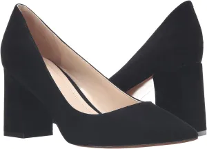 MOOMMO Women Chunky Heel Suede Pumps Pointed Toe Block Heel Dress Shoes Comfortable Slip On 3 Inch High Heels Pointy Closed Toe Work Pumps Office Ladies Classic Wedding Party 4-11 M US