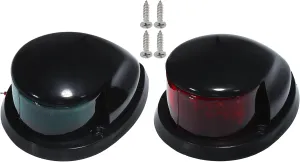Motoforti Universal Interior Boat Navigation Lights, LED Marine Boat Lights for Pontoon Boat Small Boat, Metal ABS, Red Green Black Shell, 1 Set