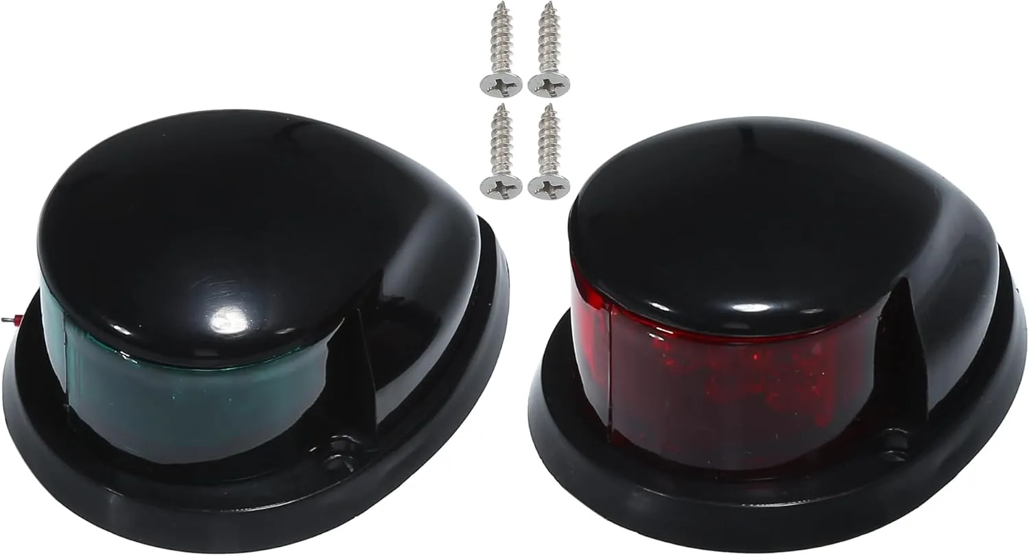 Motoforti Universal Interior Boat Navigation Lights, LED Marine Boat Lights for Pontoon Boat Small Boat, Metal ABS, Red Green Black Shell, 1 Set