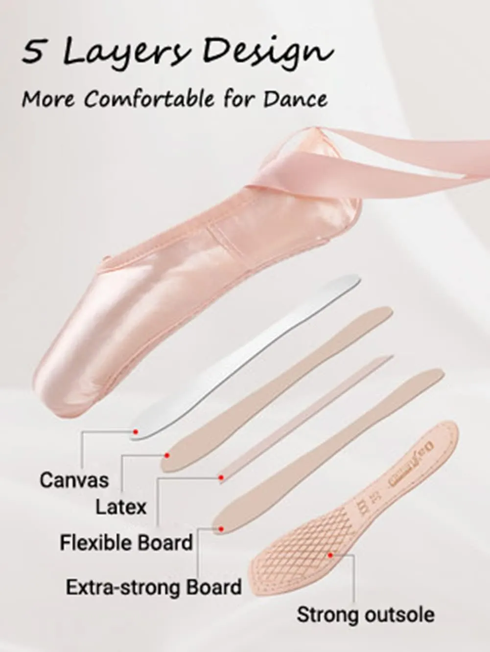 MSMAX Ballet Shoes for Women Ballerina Pointe Flats for Girls