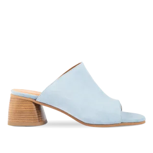 Mule with sculptural wooden heel