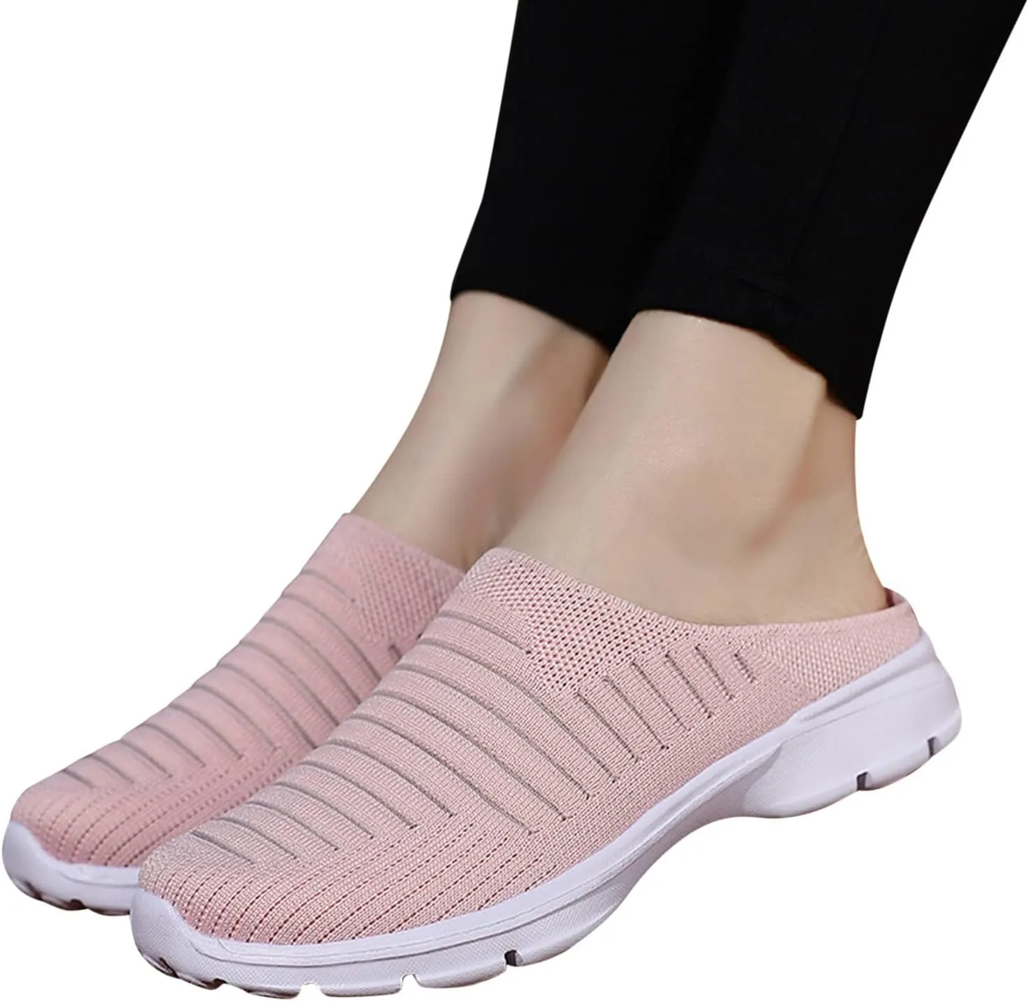 Mules for Women 2025 Backless Walking Sneakers Running Shoes for Women Comfort Slip On Shoes Casual Black Sneakers Tennis Shoe Loafers Casual Slip On