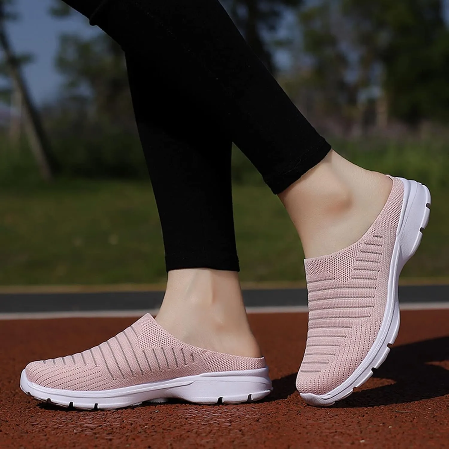 Mules for Women 2025 Backless Walking Sneakers Running Shoes for Women Comfort Slip On Shoes Casual Black Sneakers Tennis Shoe Loafers Casual Slip On