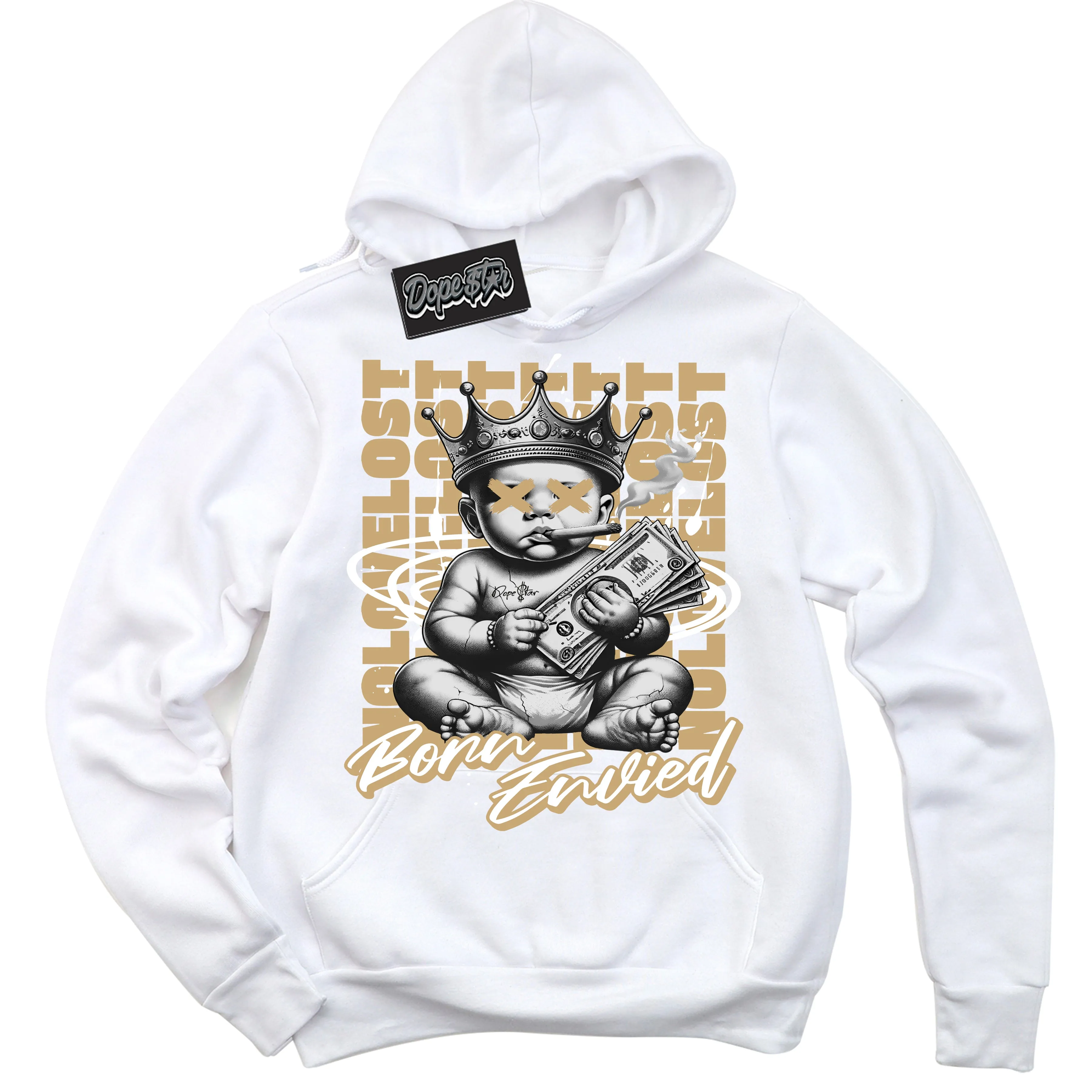 MVP White Metallic Gold Sneaker Hoodie Born Envied Graphic