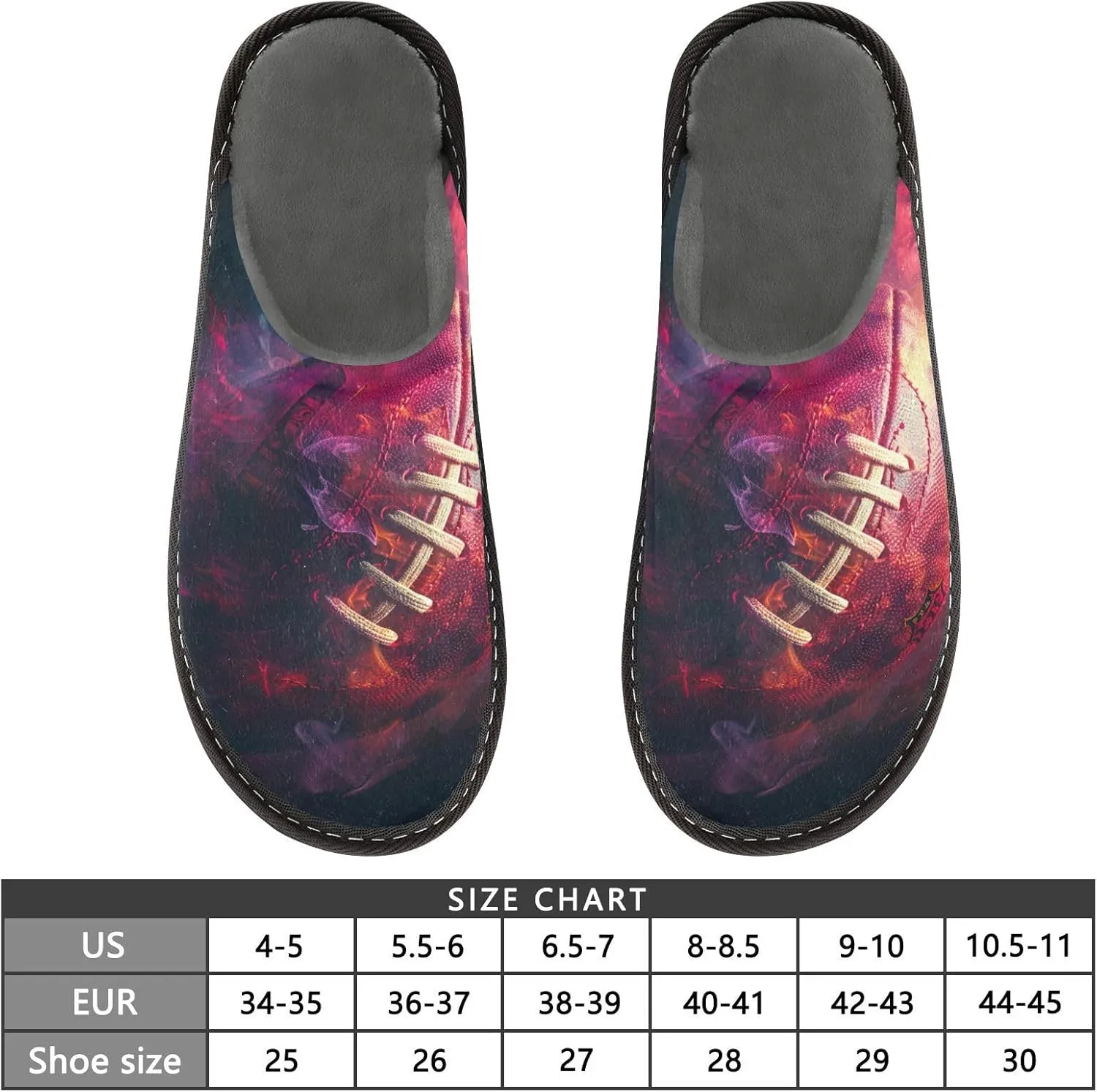 Nander Blaze Rugby Women's House Slippers,Men's Non-slip Fuzzy Slippers Soft Comfy Memory Foam Indoor Outdoor House Shoes-25