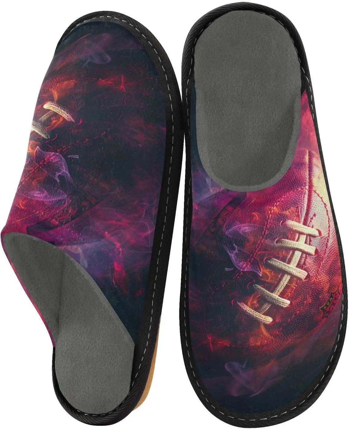 Nander Blaze Rugby Women's House Slippers,Men's Non-slip Fuzzy Slippers Soft Comfy Memory Foam Indoor Outdoor House Shoes-25