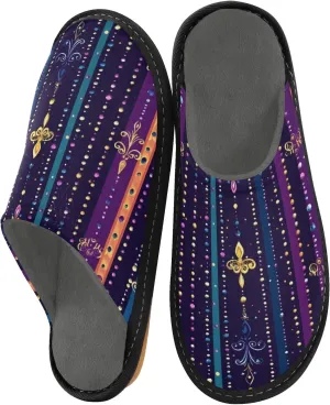 Nander Mardi Gras Vintage Knitted Pattern Women's House Slippers,Men's Non-slip Fuzzy Slippers Soft Comfy Memory Foam Indoor Outdoor House Shoes-25