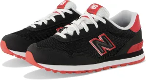 New Balance 515 V1 Lace-up Sneaker, Black/True Red, 1 Wide US Unisex Little_Kid