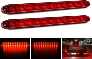 Nilight 2PCS 16Inch 11 LED Red Trailer Light Bar for Parking Stop Turn Signals Tail Brake DOT Compliant IP65 Waterproof Truck ID Marker