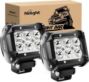 Nilight 2PCS 18W 1260lm Spot Driving Fog Light Off Road Led Lights Bar Mounting Bracket for SUV Boat 4" Jeep Lamp,2 years Warranty
