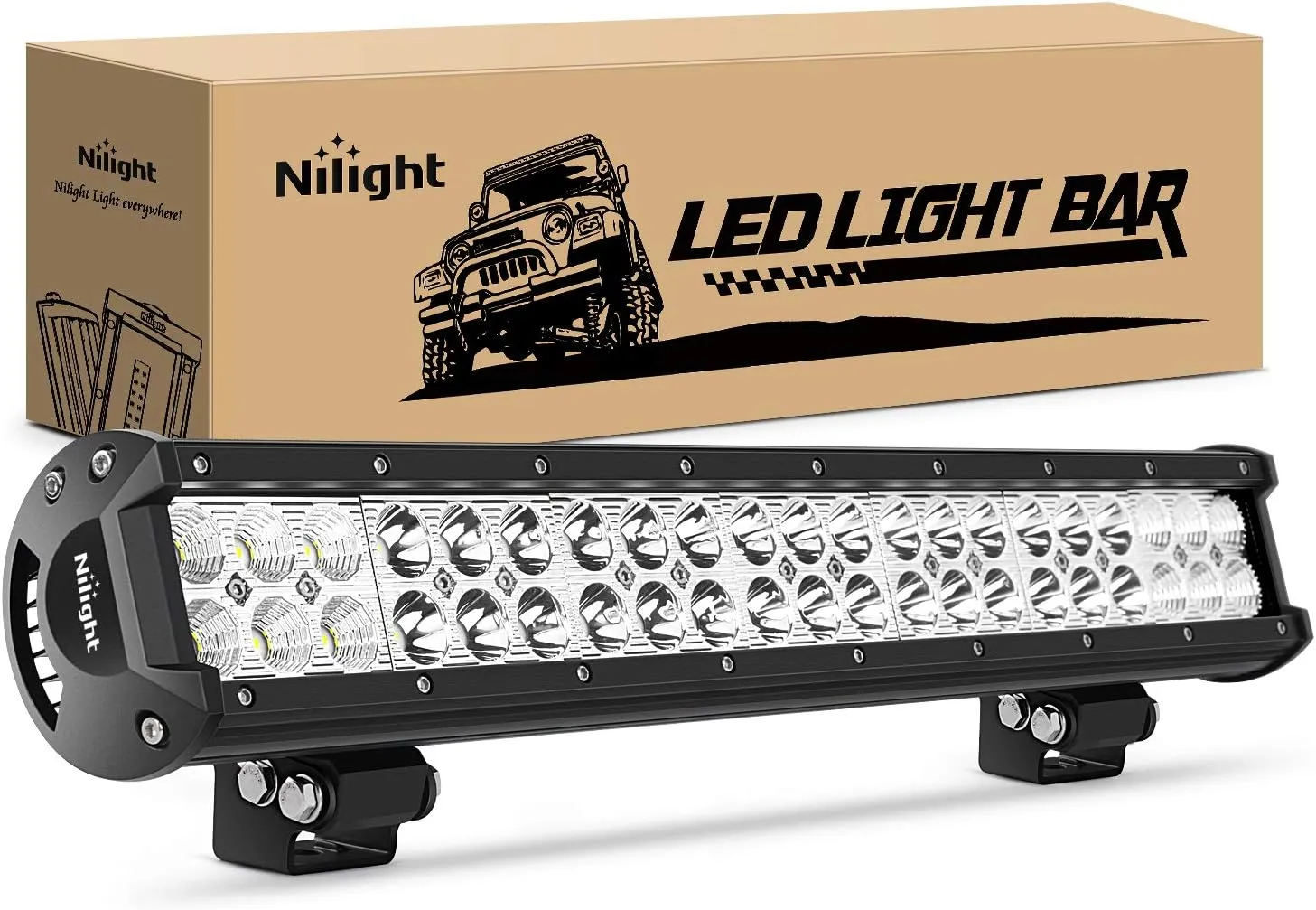 Nilight - 60005C-A 20Inch 126W Spot Flood Combo Led Light Bar Off Road Lights Boat Lighting Fog Light Driving Lights LED Work Light for Trucks, 2 Years Warranty