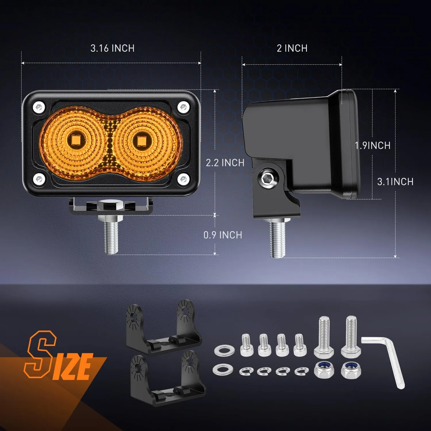Nilight Amber Motorcycle Light Pods 2 PCS 3 Inch 1070LM Flood Offroad Driving Auxiliary Fog Lights Built-in EMC for Motorbike SUV ATV Truck Boat Tractor Forklift