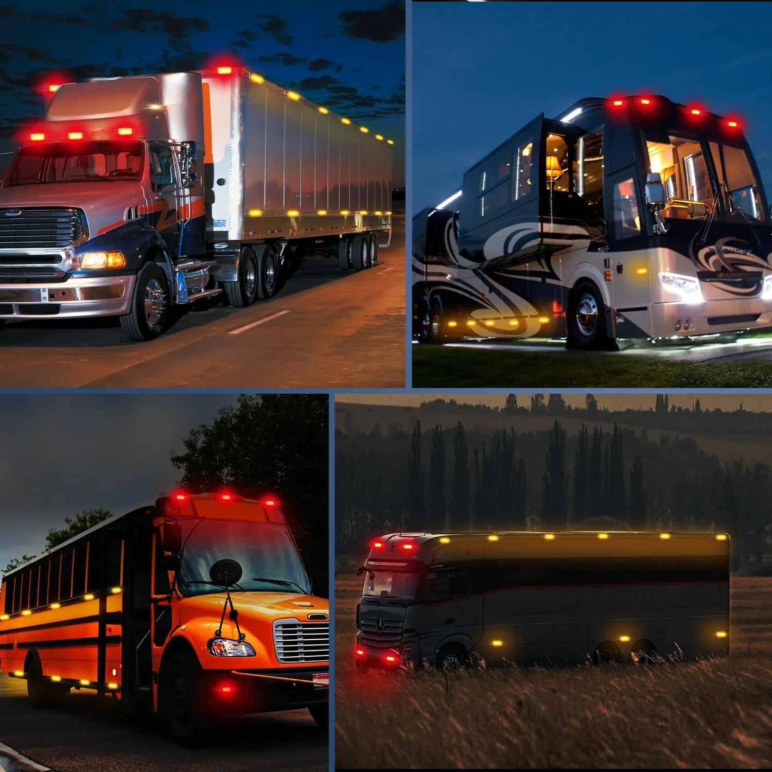 Nilight Double Bullseye Marker Light 14PCS Red Amber 10LED Rectangular Clearance Front Side Rear Indicator Lights Surface Mounted for 12V Truck Camper RV Boat Lorry
