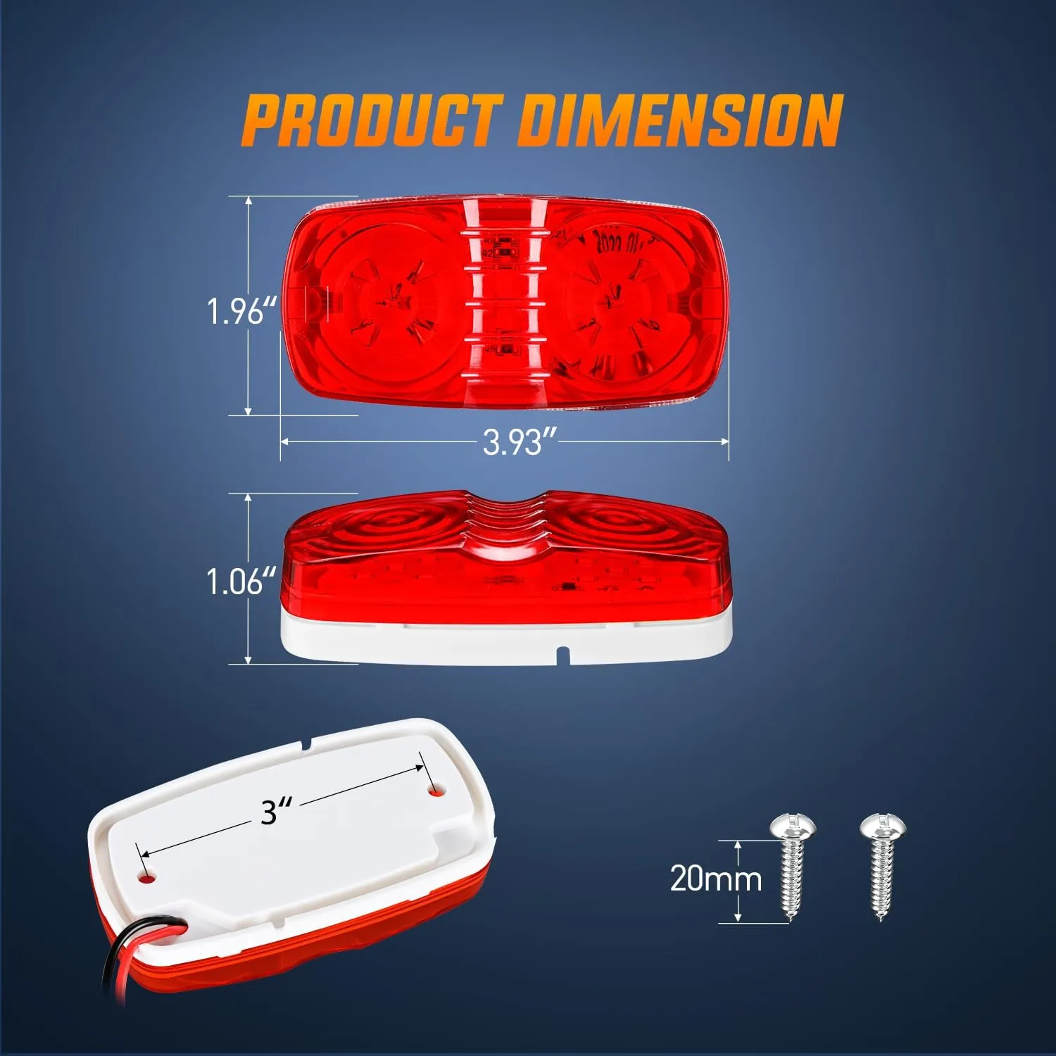 Nilight Double Bullseye Marker Light 14PCS Red Amber 10LED Rectangular Clearance Front Side Rear Indicator Lights Surface Mounted for 12V Truck Camper RV Boat Lorry