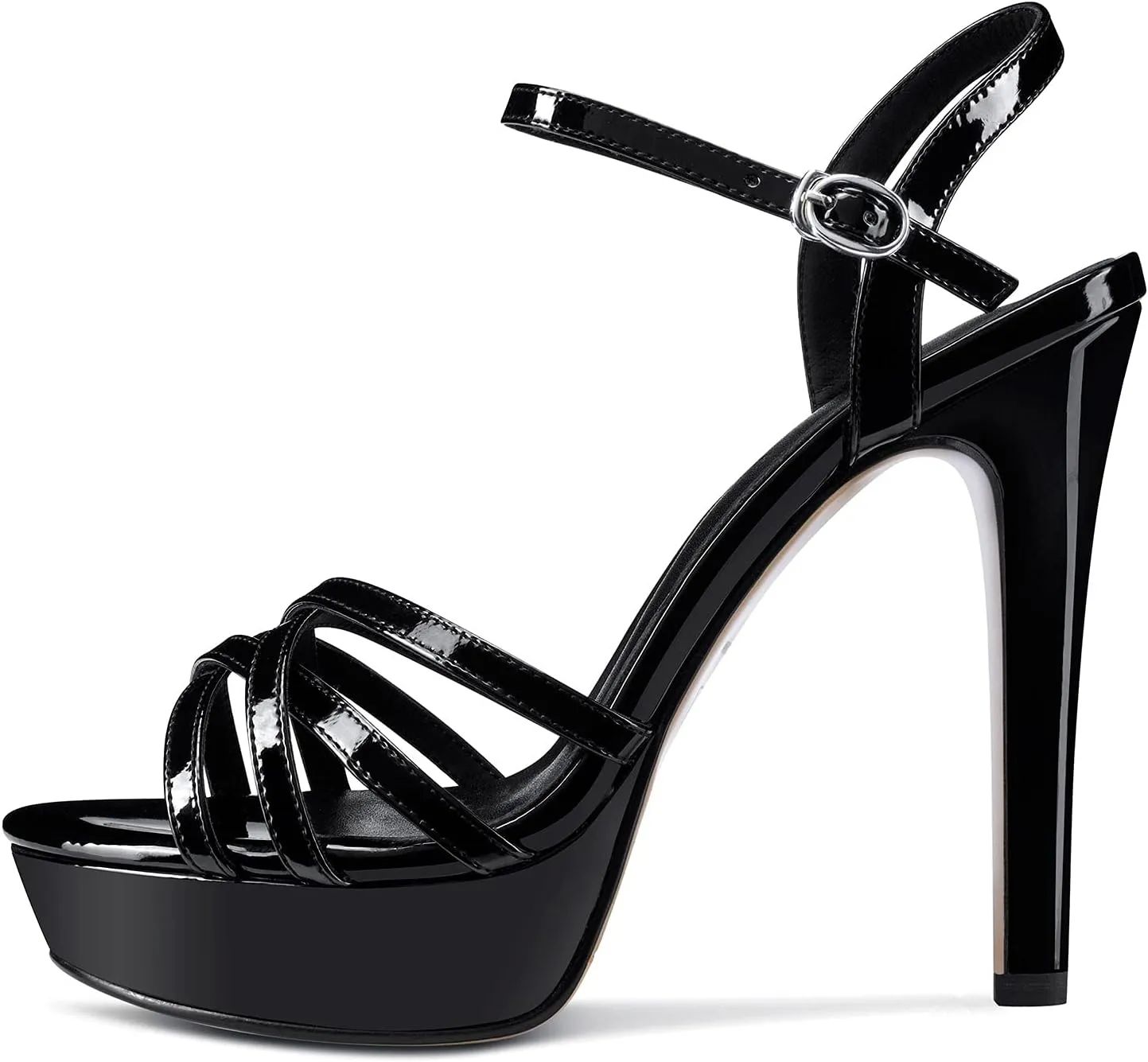 NobleOnly Women's High Heels Platform Roman Slingback Ankle Strap Sandals Open-Toe Stilettos Sandal 5" Heel Bassic Shoes