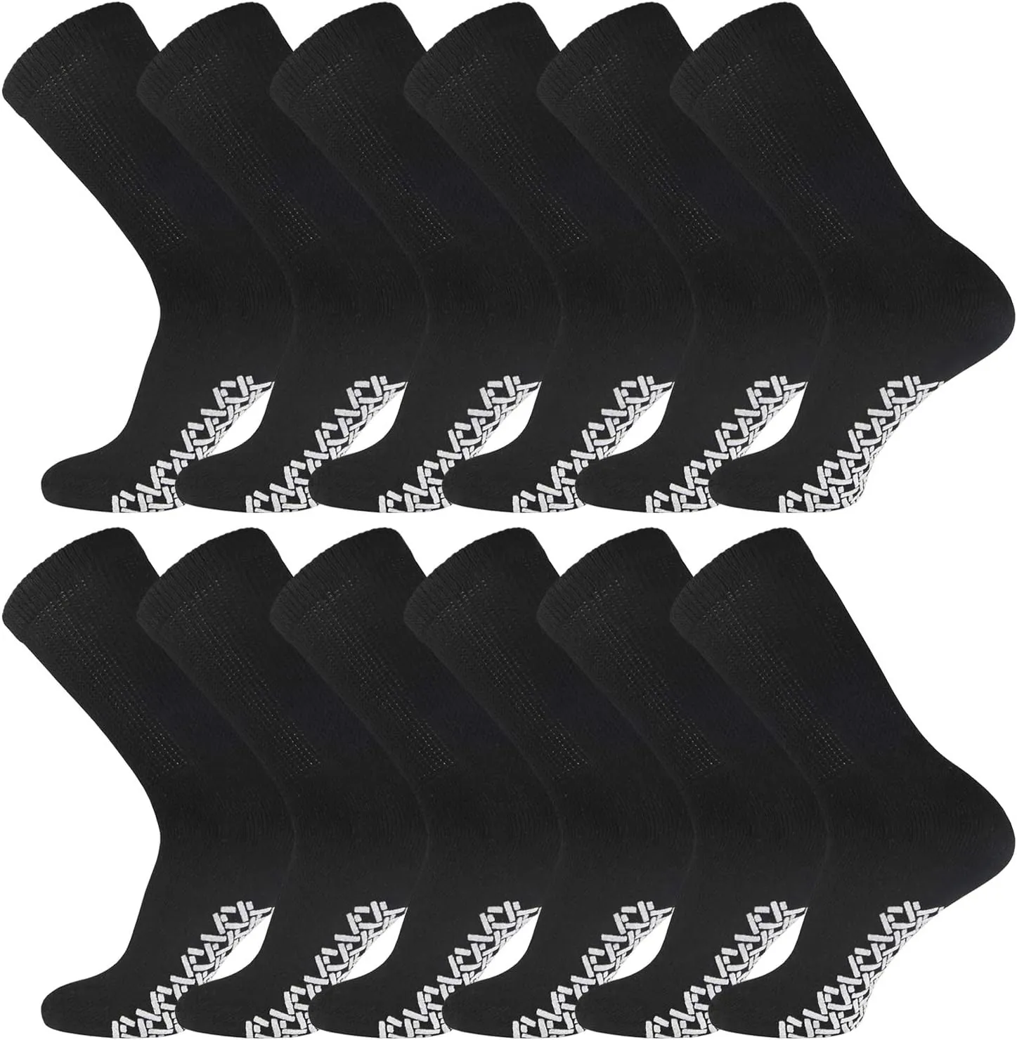 Non-Skid Cotton Diabetic Neuropathy Crew Socks, Non-Binding Traction Control Multipack
