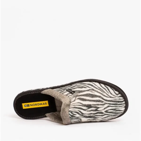 Nordikas 1614 Womens Mule Slippers Zebra