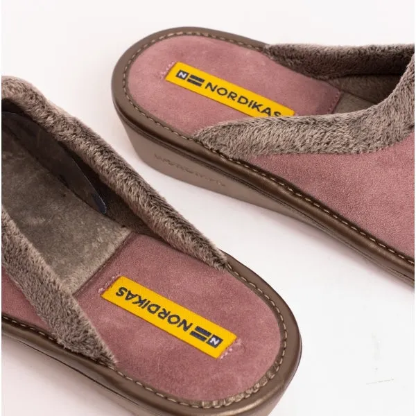 Nordikas 238 (AFELPADO) Womens Suede Mule Slippers Malva