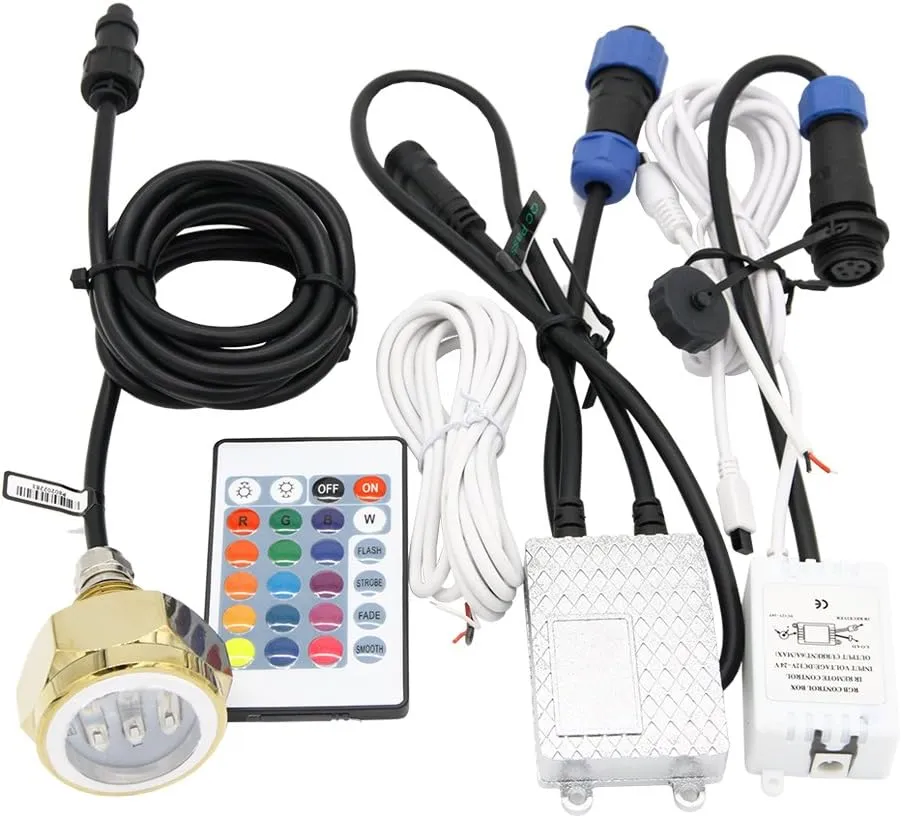 NSLUMO RGB Led Drain Plug Light Underwater RGB Color Changing 9X3W 27W 1/2" NPT Drain Plug Lighting IR Control RGB LED Marine Boat Light
