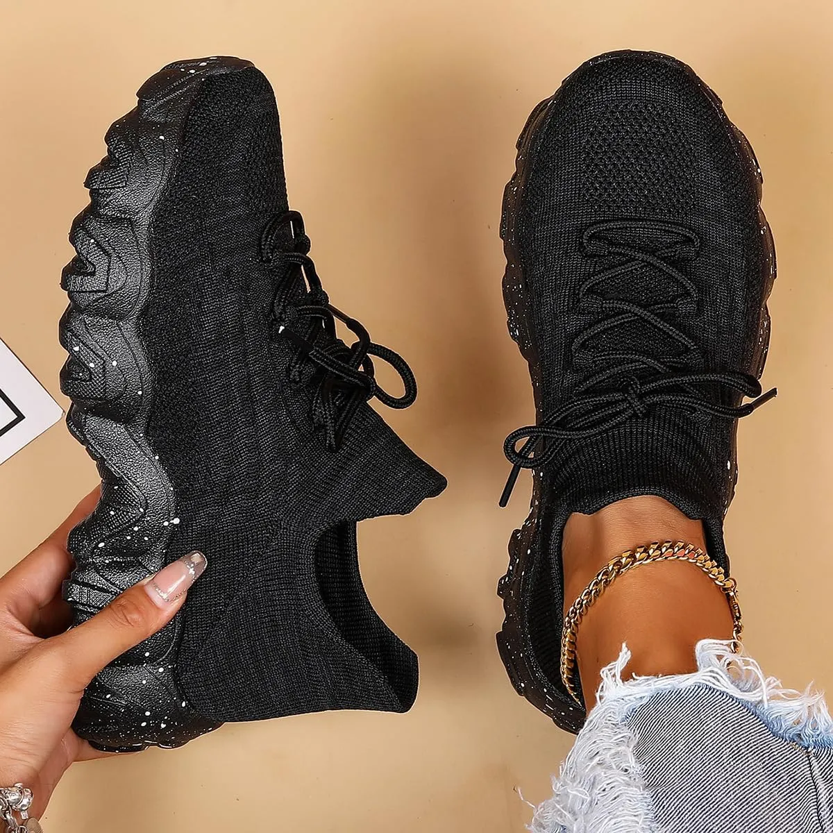 Nurse Babe Tennis Shoes Women, Ortho Pro Womens Classic Comfortable Breathable Knit Shoes for Nurses Women on Feet All Day